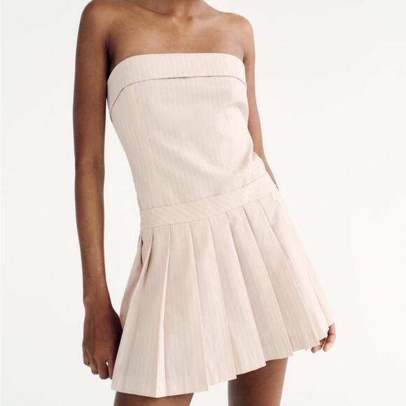 ZARA BLOGGER FAVORITE STRIPPED STRAPLESS DRESS - Picture 11 of 14